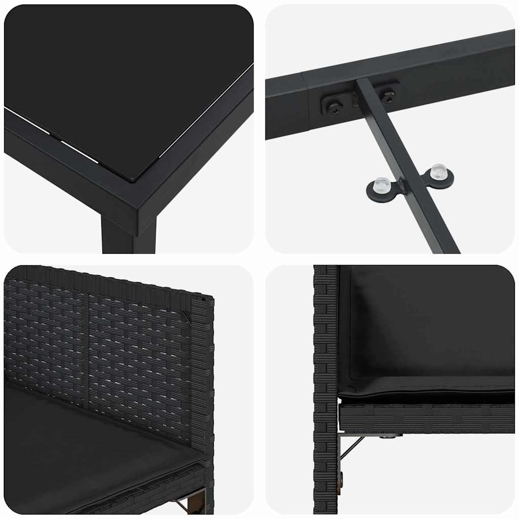 Tuin eettafelset 9 pcs Zwart poly rattan is nu te koop bij PeponiXL, paradijselijk wonen!