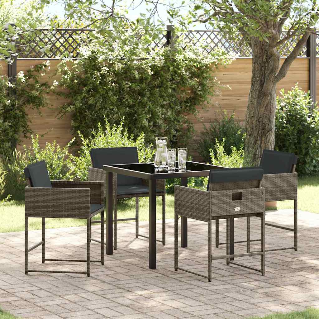 Tuin eettafelset 5 pcs Grijs poly rattan is nu te koop bij PeponiXL, paradijselijk wonen!