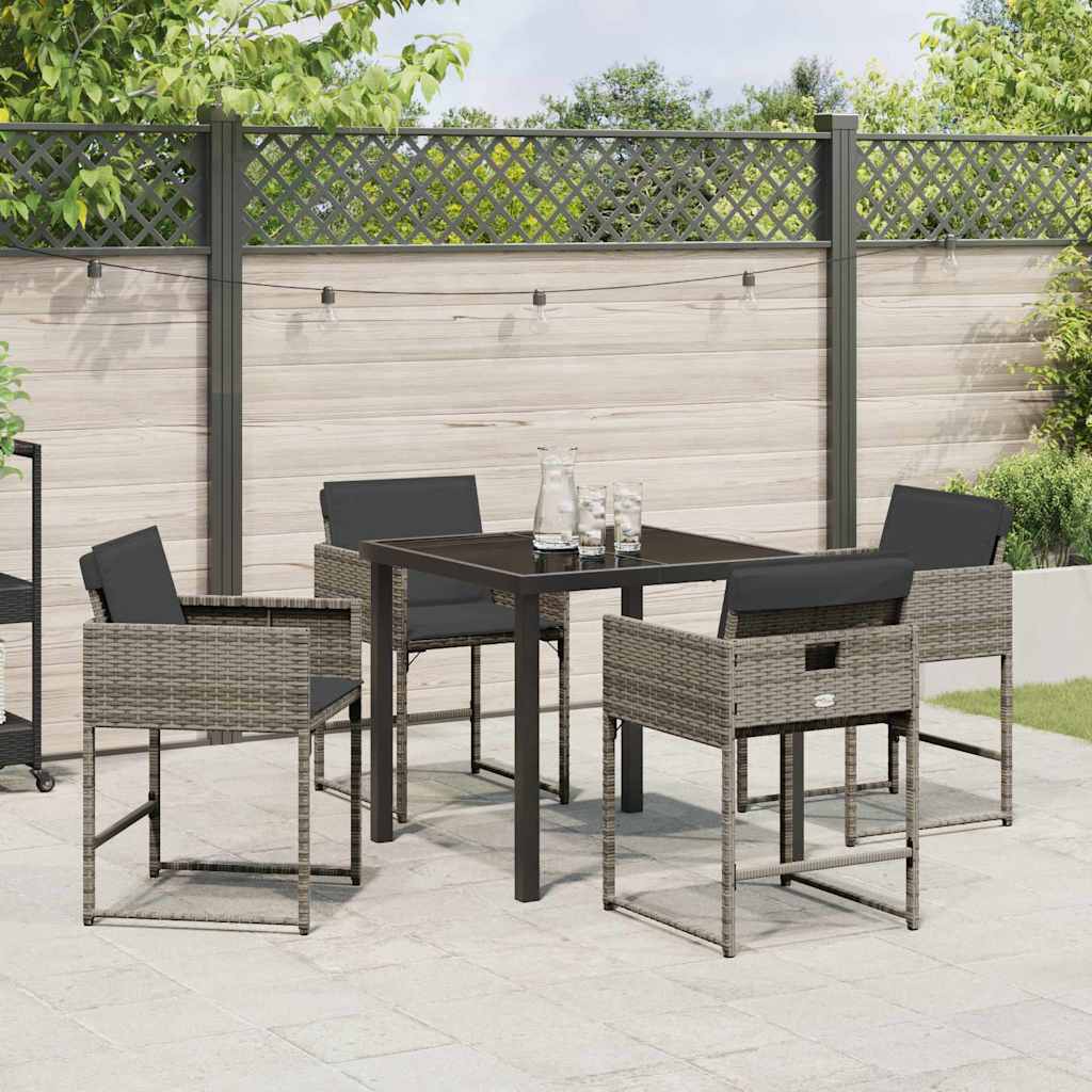 Tuin eettafelset 5 pcs Grijs poly rattan is nu te koop bij PeponiXL, paradijselijk wonen!