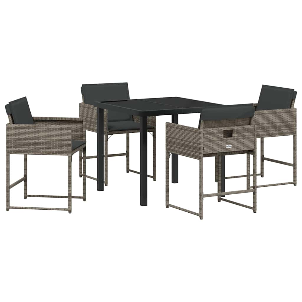 Tuin eettafelset 5 pcs Grijs poly rattan is nu te koop bij PeponiXL, paradijselijk wonen!