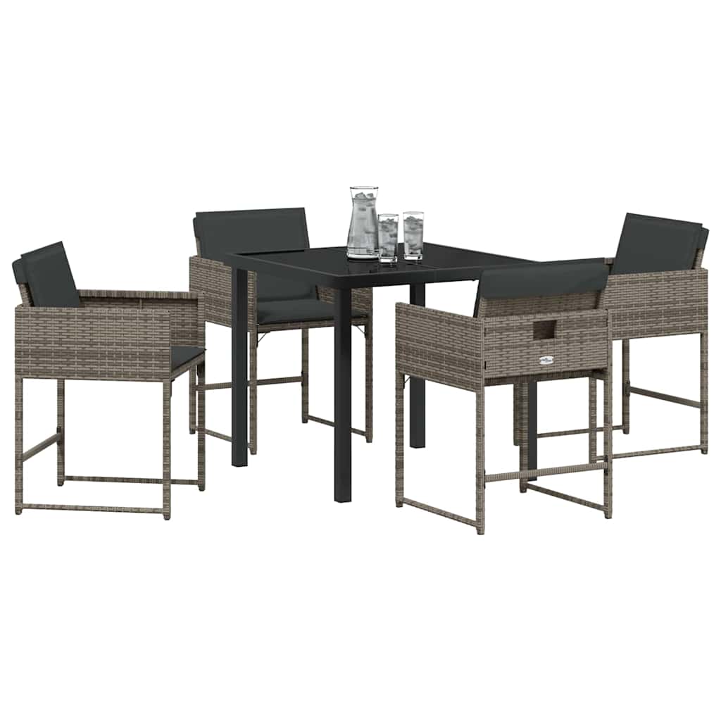 Tuin eettafelset 5 pcs Grijs poly rattan is nu te koop bij PeponiXL, paradijselijk wonen!