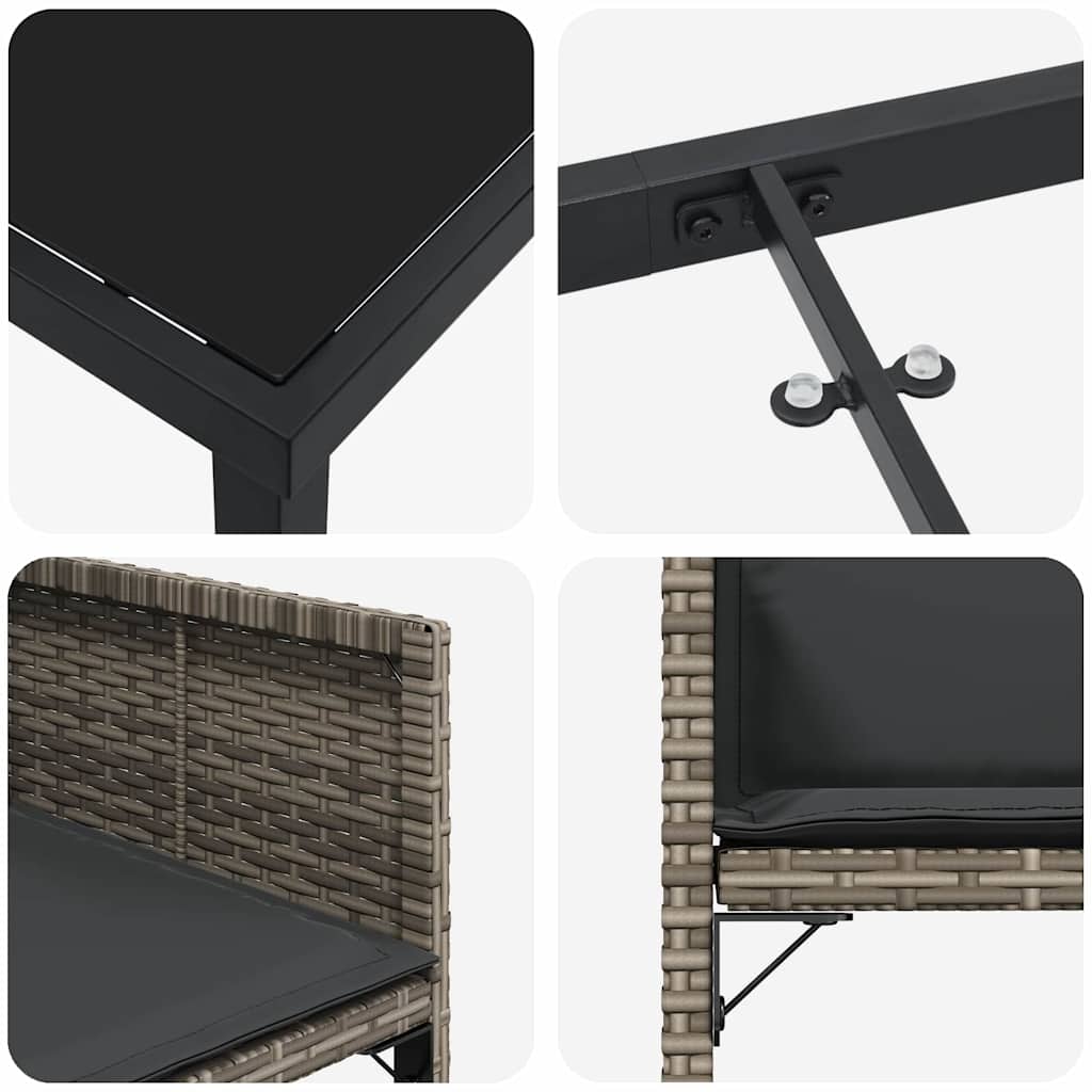 Tuin eettafelset 5 pcs Grijs poly rattan is nu te koop bij PeponiXL, paradijselijk wonen!