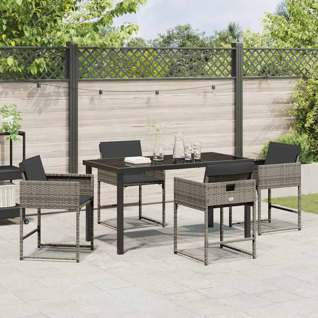 Tuin eettafelset 5 pcs Grijs poly rattan is nu te koop bij PeponiXL, paradijselijk wonen!