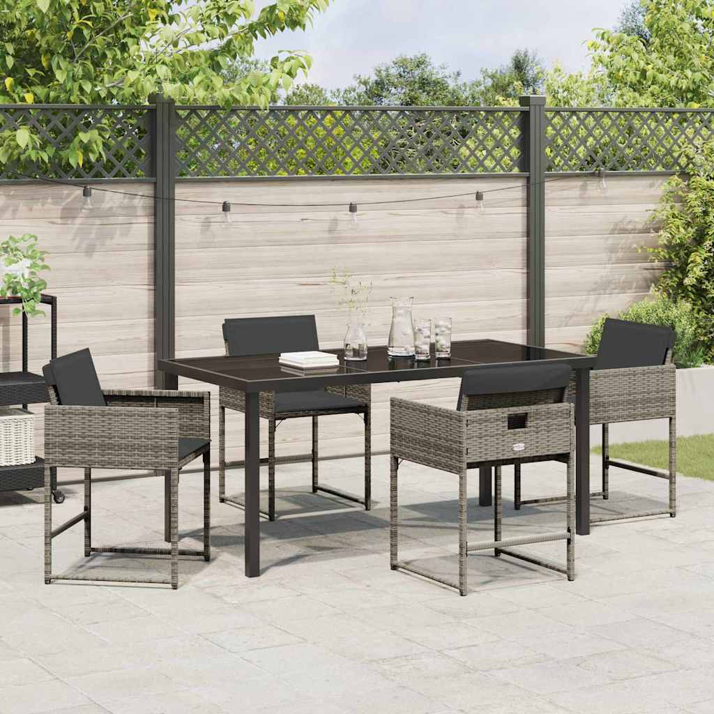 Tuin eettafelset 5 pcs Grijs poly rattan is nu te koop bij PeponiXL, paradijselijk wonen!