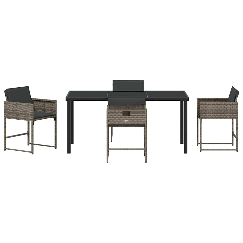 Tuin eettafelset 5 pcs Grijs poly rattan is nu te koop bij PeponiXL, paradijselijk wonen!