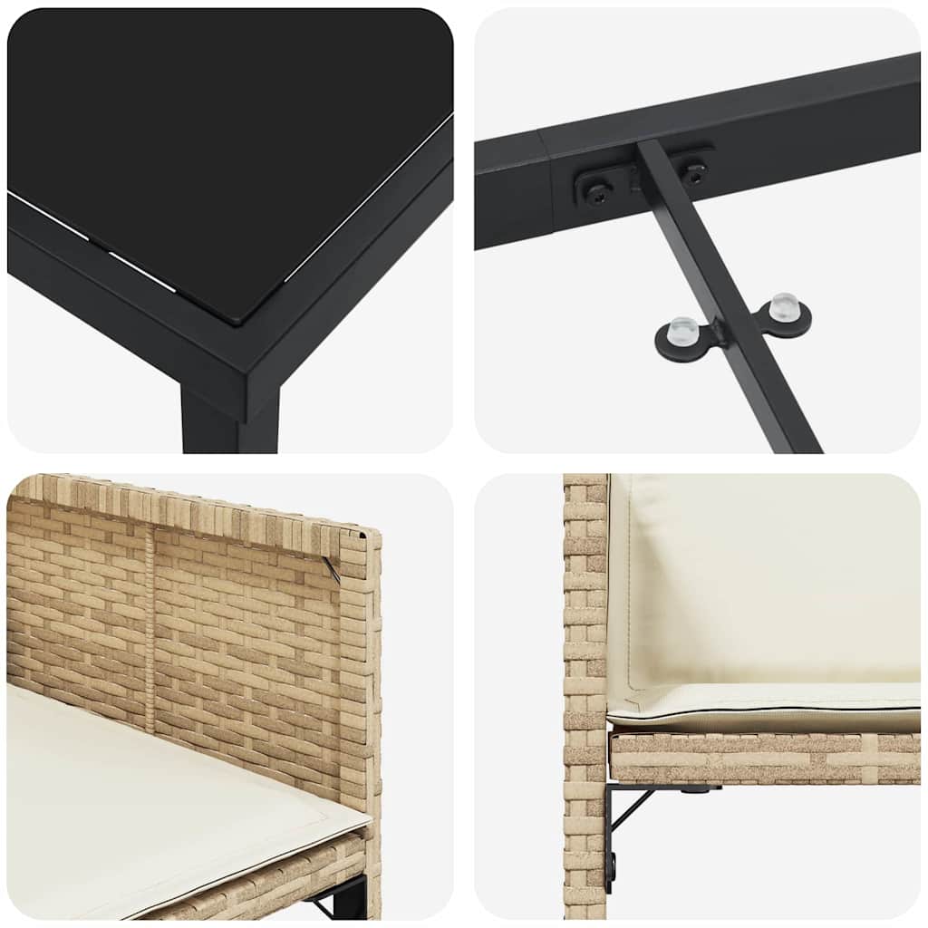 Tuin eettafelset 5 pcs Beige poly rattan is nu te koop bij PeponiXL, paradijselijk wonen!