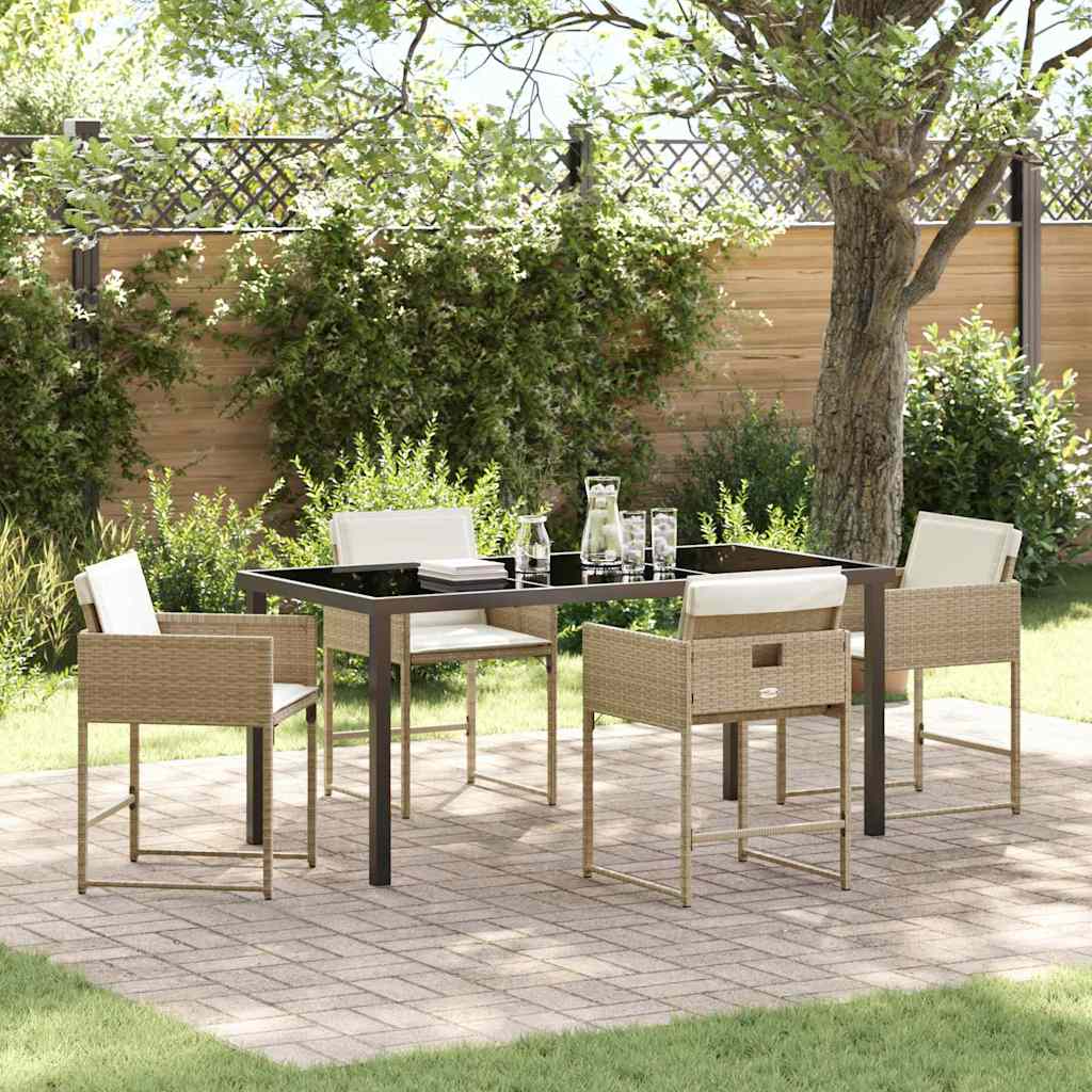 Tuin eettafelset 5 pcs Beige poly rattan is nu te koop bij PeponiXL, paradijselijk wonen!