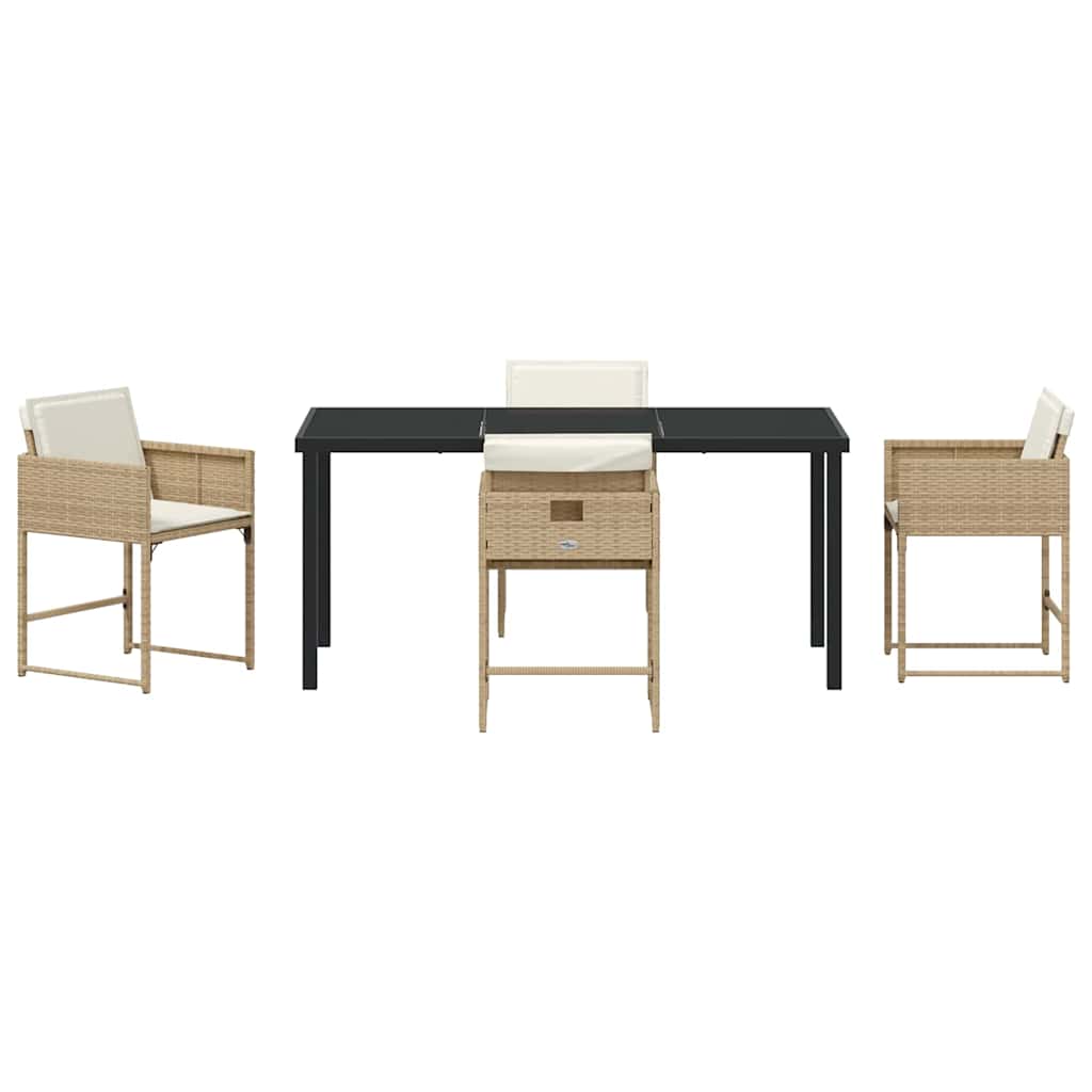 Tuin eettafelset 5 pcs Beige poly rattan is nu te koop bij PeponiXL, paradijselijk wonen!