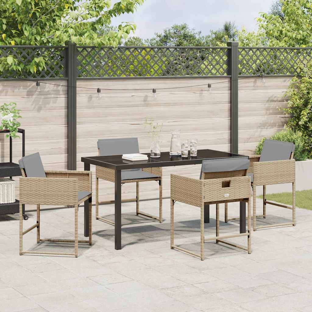 Tuin eettafelset 5 pcs Beige poly rattan is nu te koop bij PeponiXL, paradijselijk wonen!