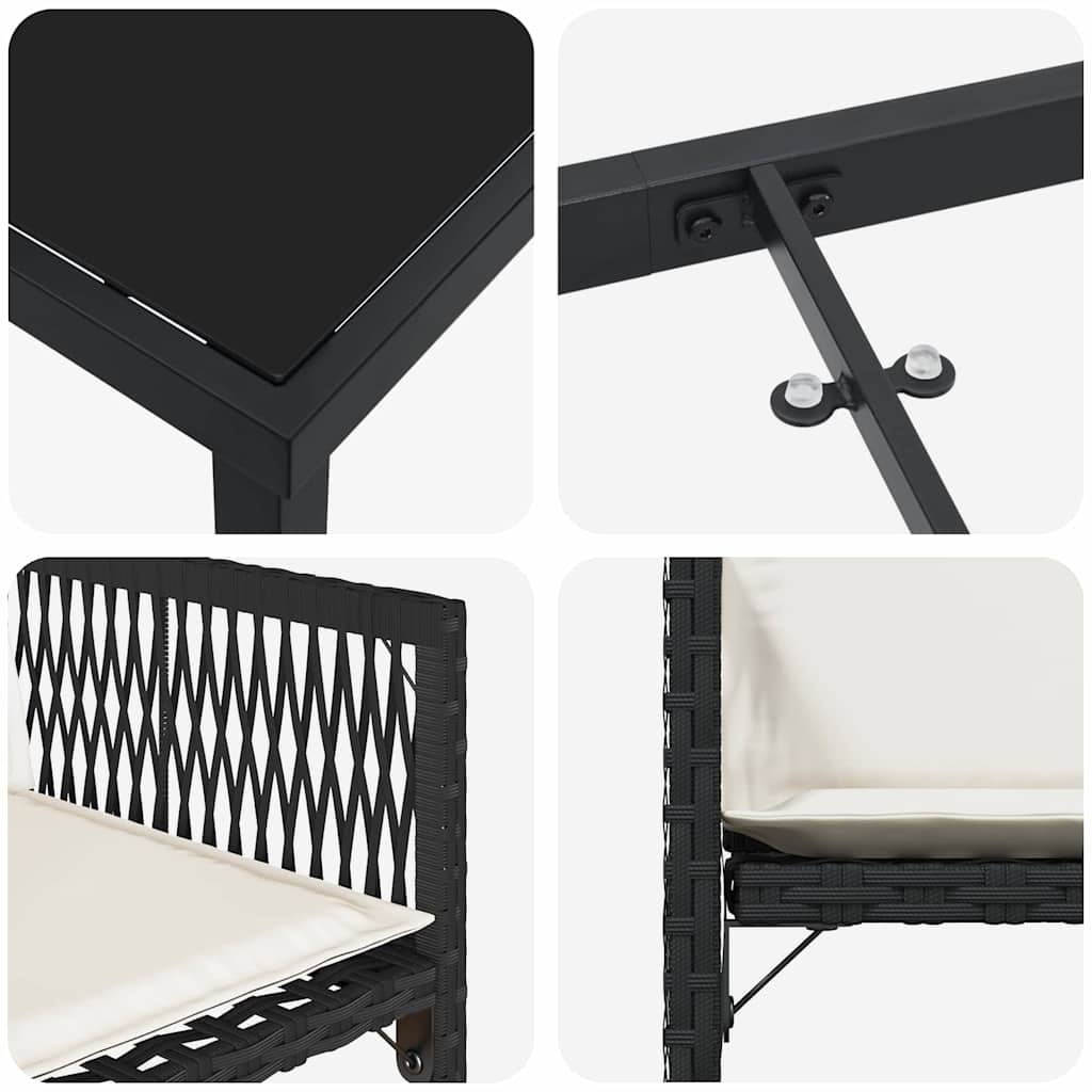 Tuin eettafelset 5 pcs Zwart poly rattan is nu te koop bij PeponiXL, paradijselijk wonen!