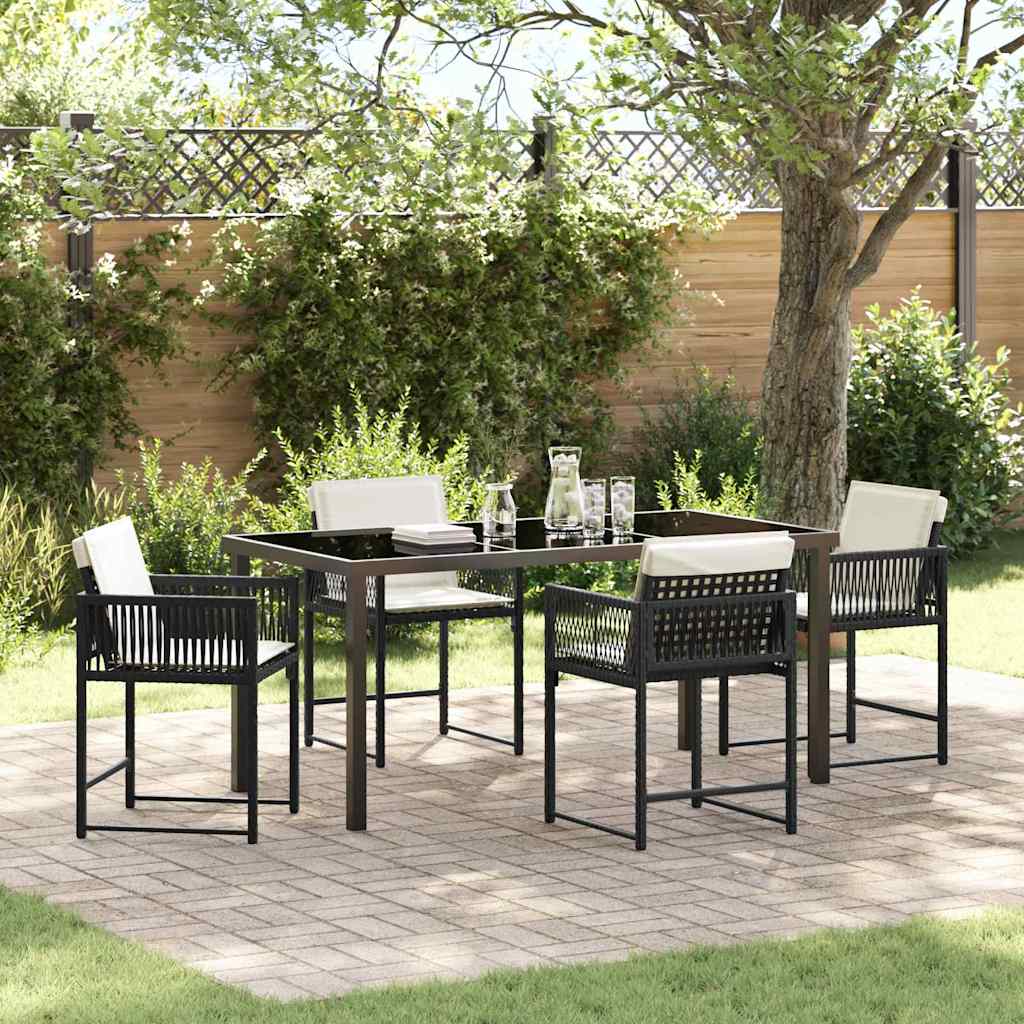 Tuin eettafelset 5 pcs Zwart poly rattan is nu te koop bij PeponiXL, paradijselijk wonen!