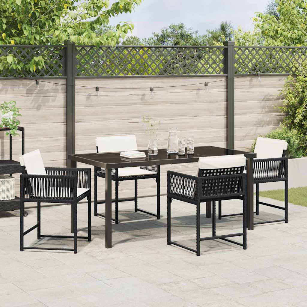 Tuin eettafelset 5 pcs Zwart poly rattan is nu te koop bij PeponiXL, paradijselijk wonen!