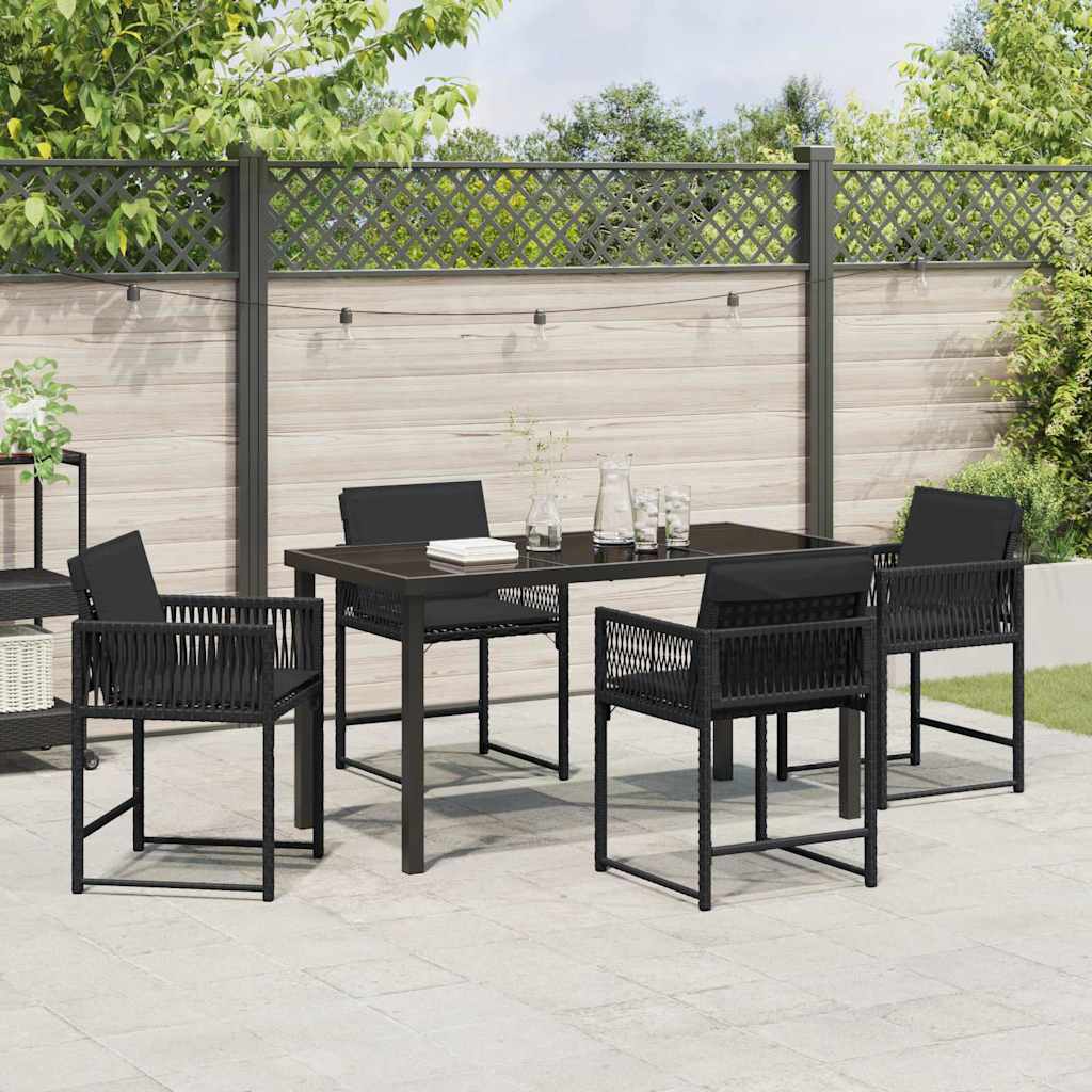Tuin eettafelset 5 pcs Zwart poly rattan is nu te koop bij PeponiXL, paradijselijk wonen!