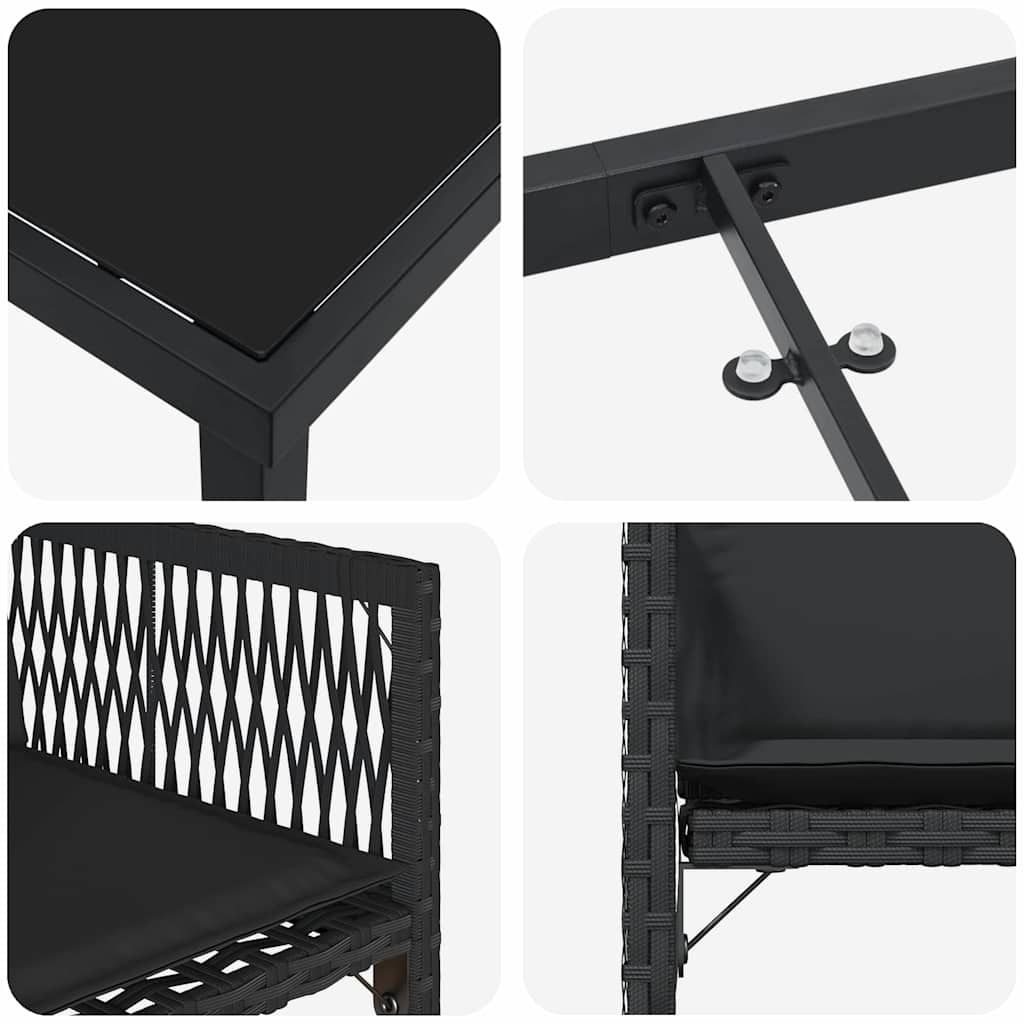 Tuin eettafelset 5 pcs Zwart poly rattan is nu te koop bij PeponiXL, paradijselijk wonen!