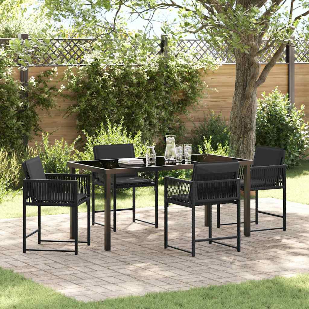 Tuin eettafelset 5 pcs Zwart poly rattan is nu te koop bij PeponiXL, paradijselijk wonen!
