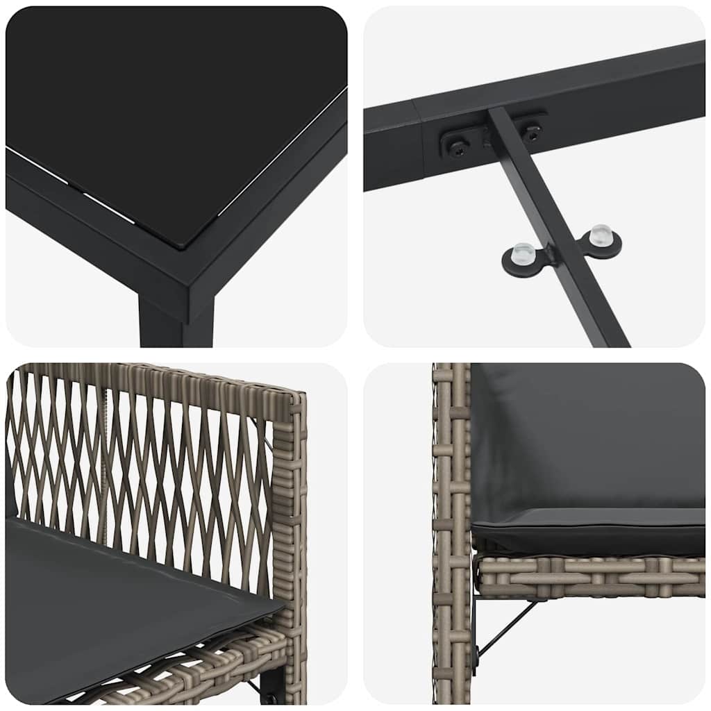 Tuin eettafelset 5 pcs Grijs poly rattan is nu te koop bij PeponiXL, paradijselijk wonen!