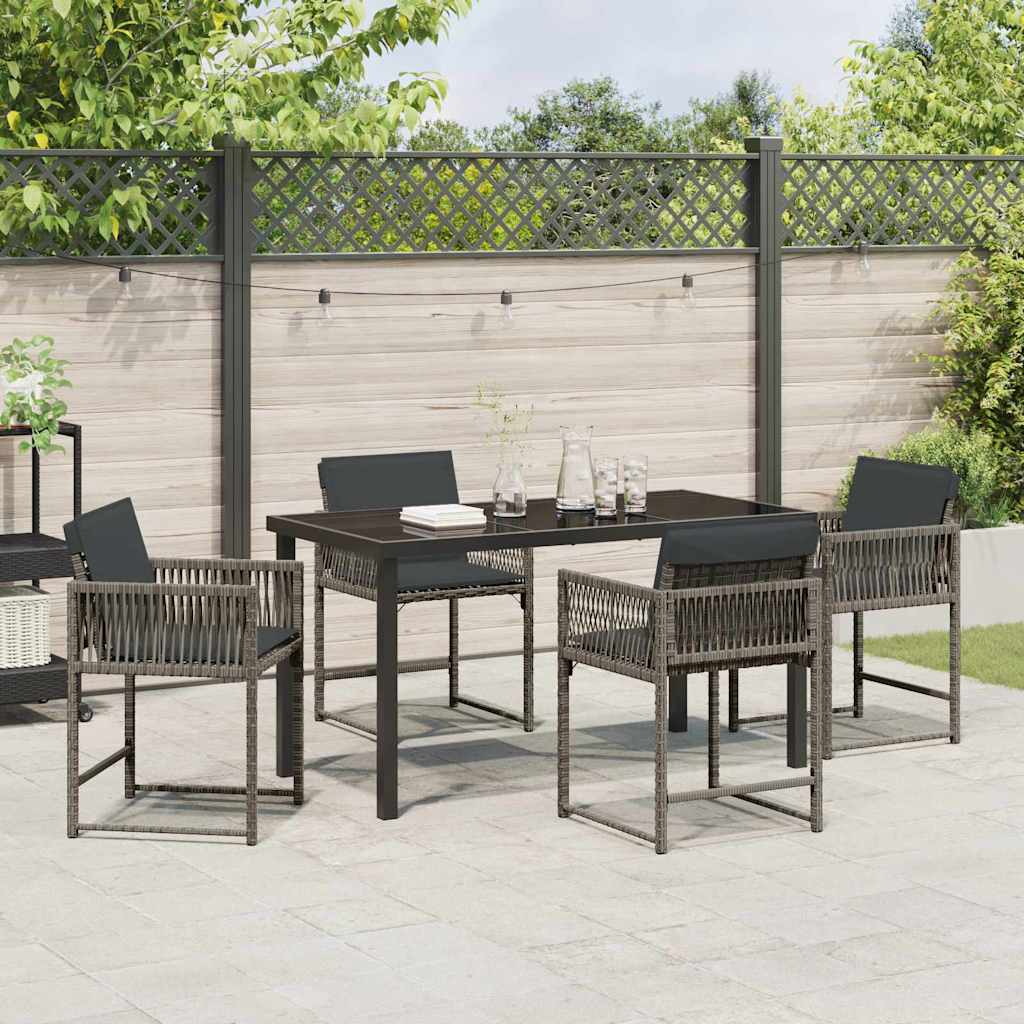 Tuin eettafelset 5 pcs Grijs poly rattan is nu te koop bij PeponiXL, paradijselijk wonen!