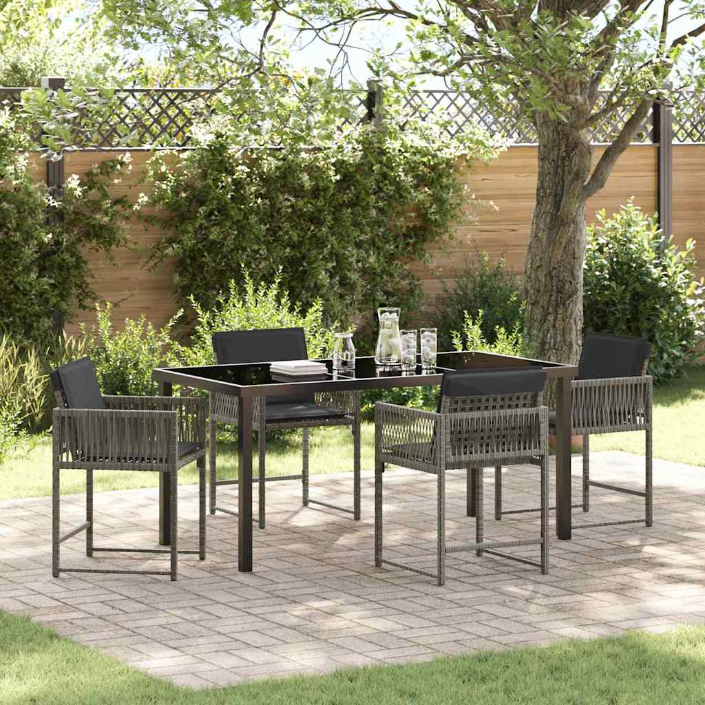 Tuin eettafelset 5 pcs Grijs poly rattan is nu te koop bij PeponiXL, paradijselijk wonen!