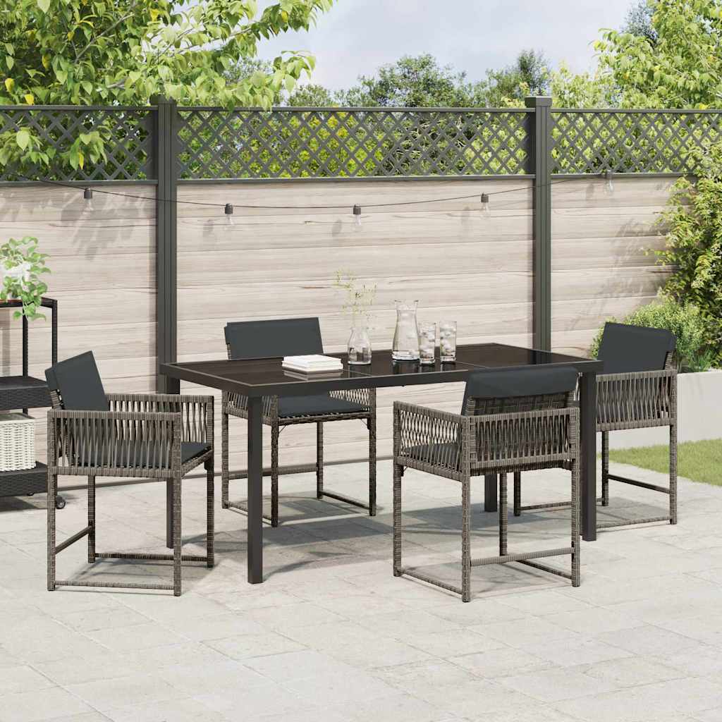 Tuin eettafelset 5 pcs Grijs poly rattan is nu te koop bij PeponiXL, paradijselijk wonen!