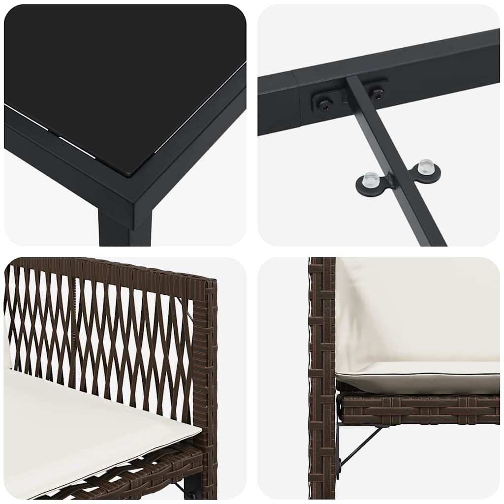 Tuin eettafelset 5 pcs Bruin poly rattan is nu te koop bij PeponiXL, paradijselijk wonen!