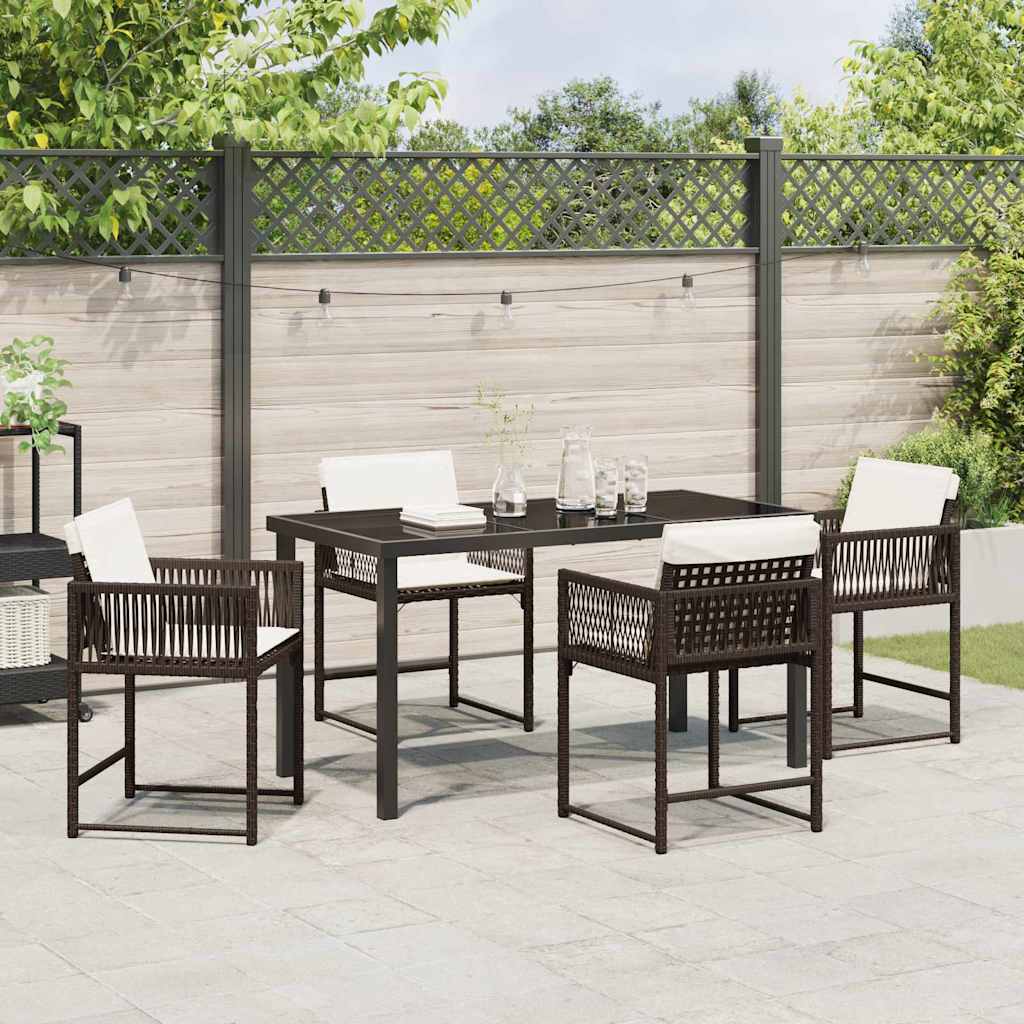 Tuin eettafelset 5 pcs Bruin poly rattan is nu te koop bij PeponiXL, paradijselijk wonen!