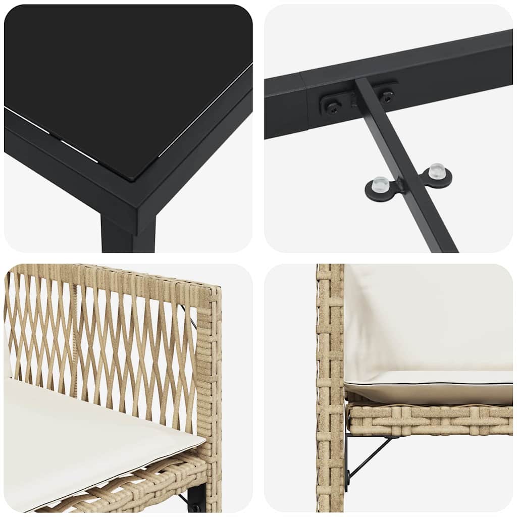 Tuin eettafelset 5 pcs Beige poly rattan is nu te koop bij PeponiXL, paradijselijk wonen!