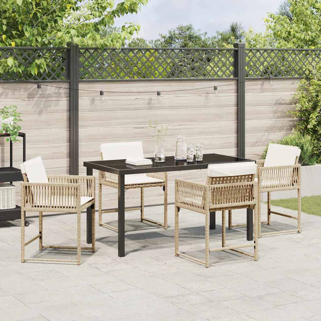 Tuin eettafelset 5 pcs Beige poly rattan is nu te koop bij PeponiXL, paradijselijk wonen!