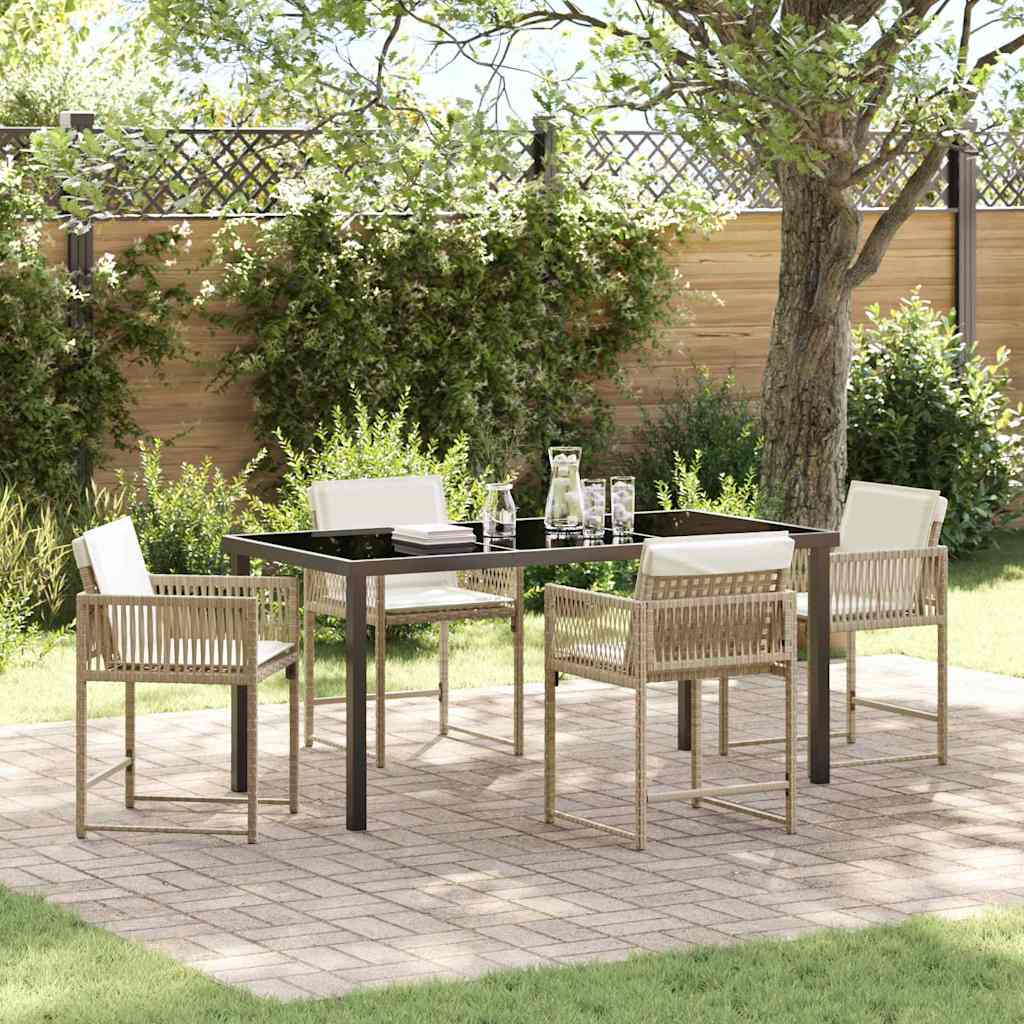 Tuin eettafelset 5 pcs Beige poly rattan is nu te koop bij PeponiXL, paradijselijk wonen!