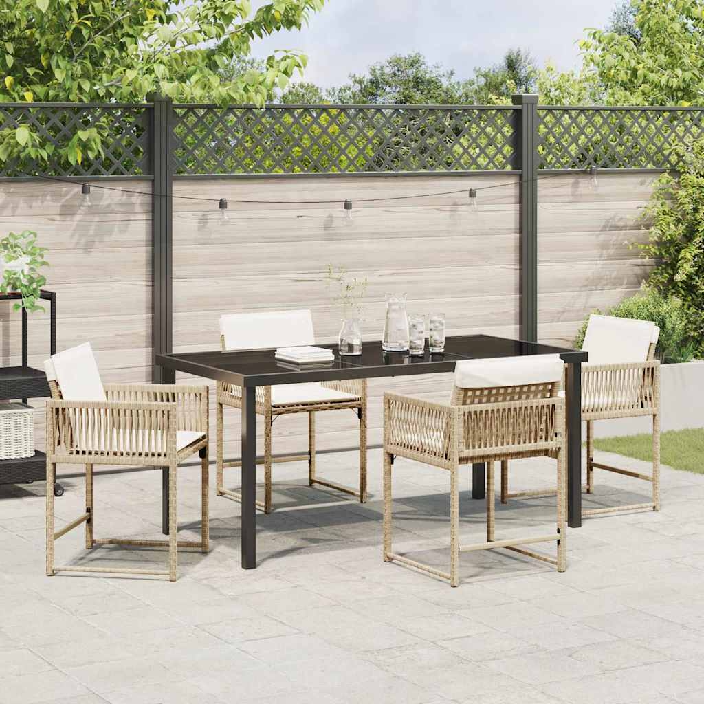 Tuin eettafelset 5 pcs Beige poly rattan is nu te koop bij PeponiXL, paradijselijk wonen!
