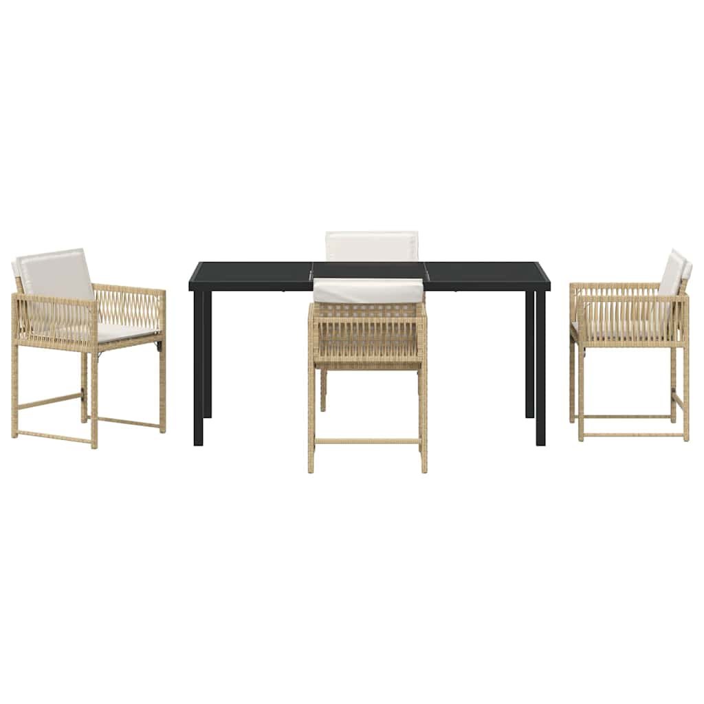 Tuin eettafelset 5 pcs Beige poly rattan is nu te koop bij PeponiXL, paradijselijk wonen!