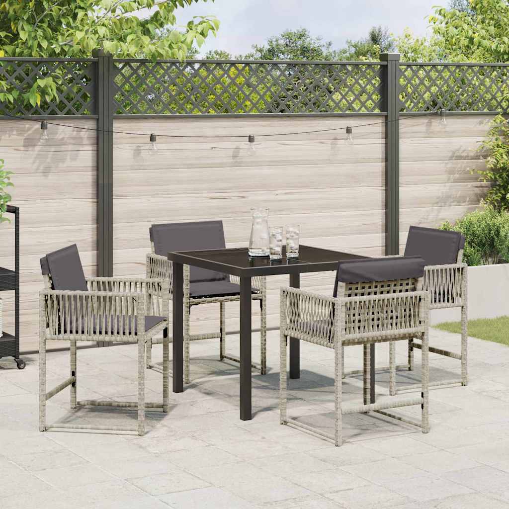 Tuin eettafelset 5 pcs Lichtgrijs poly rattan is nu te koop bij PeponiXL, paradijselijk wonen!