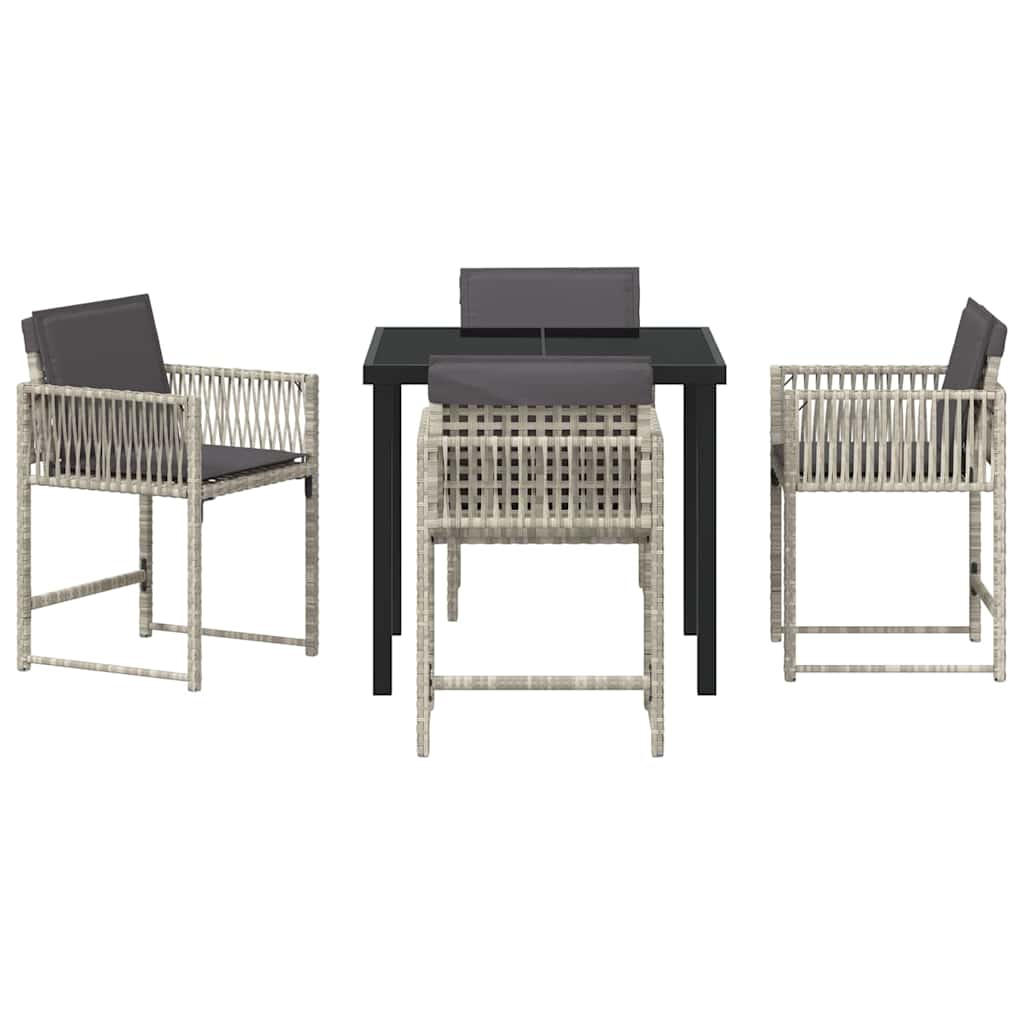 Tuin eettafelset 5 pcs Lichtgrijs poly rattan is nu te koop bij PeponiXL, paradijselijk wonen!