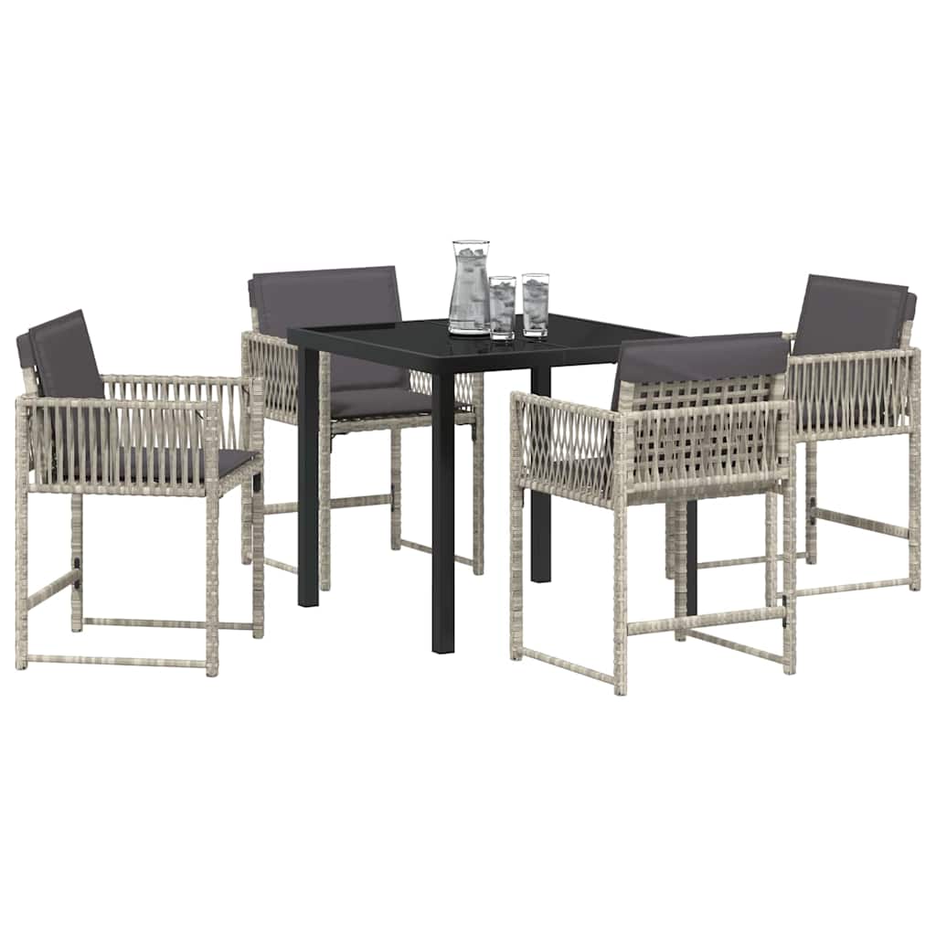 Tuin eettafelset 5 pcs Lichtgrijs poly rattan is nu te koop bij PeponiXL, paradijselijk wonen!