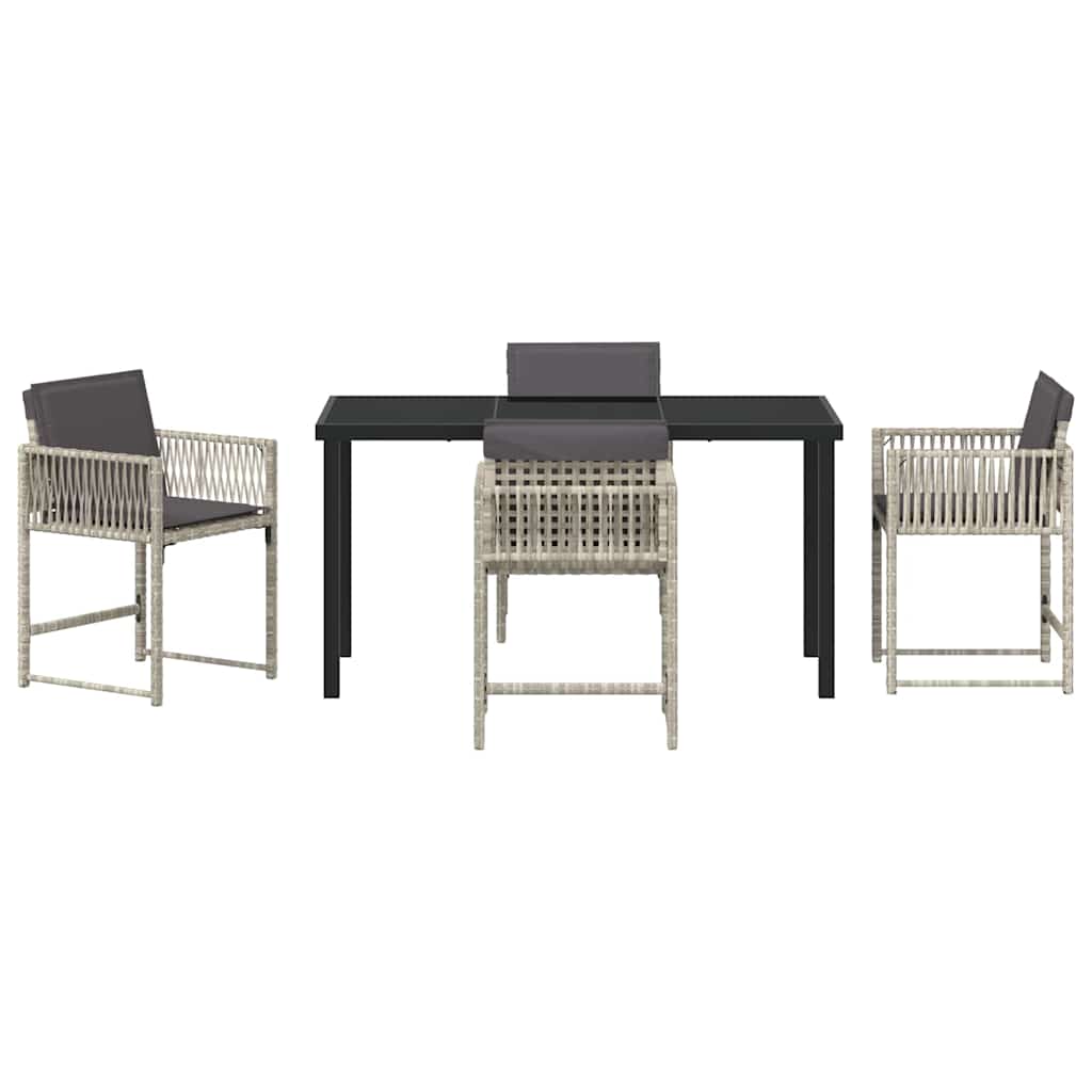 Tuin eettafelset 5 pcs Lichtgrijs poly rattan is nu te koop bij PeponiXL, paradijselijk wonen!