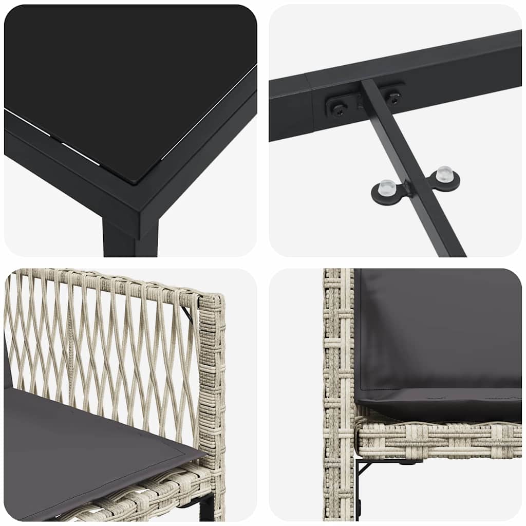 Tuin eettafelset 5 pcs Lichtgrijs poly rattan is nu te koop bij PeponiXL, paradijselijk wonen!