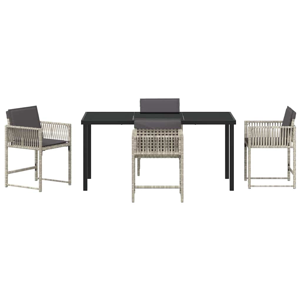 Tuin eettafelset 5 pcs Lichtgrijs poly rattan is nu te koop bij PeponiXL, paradijselijk wonen!