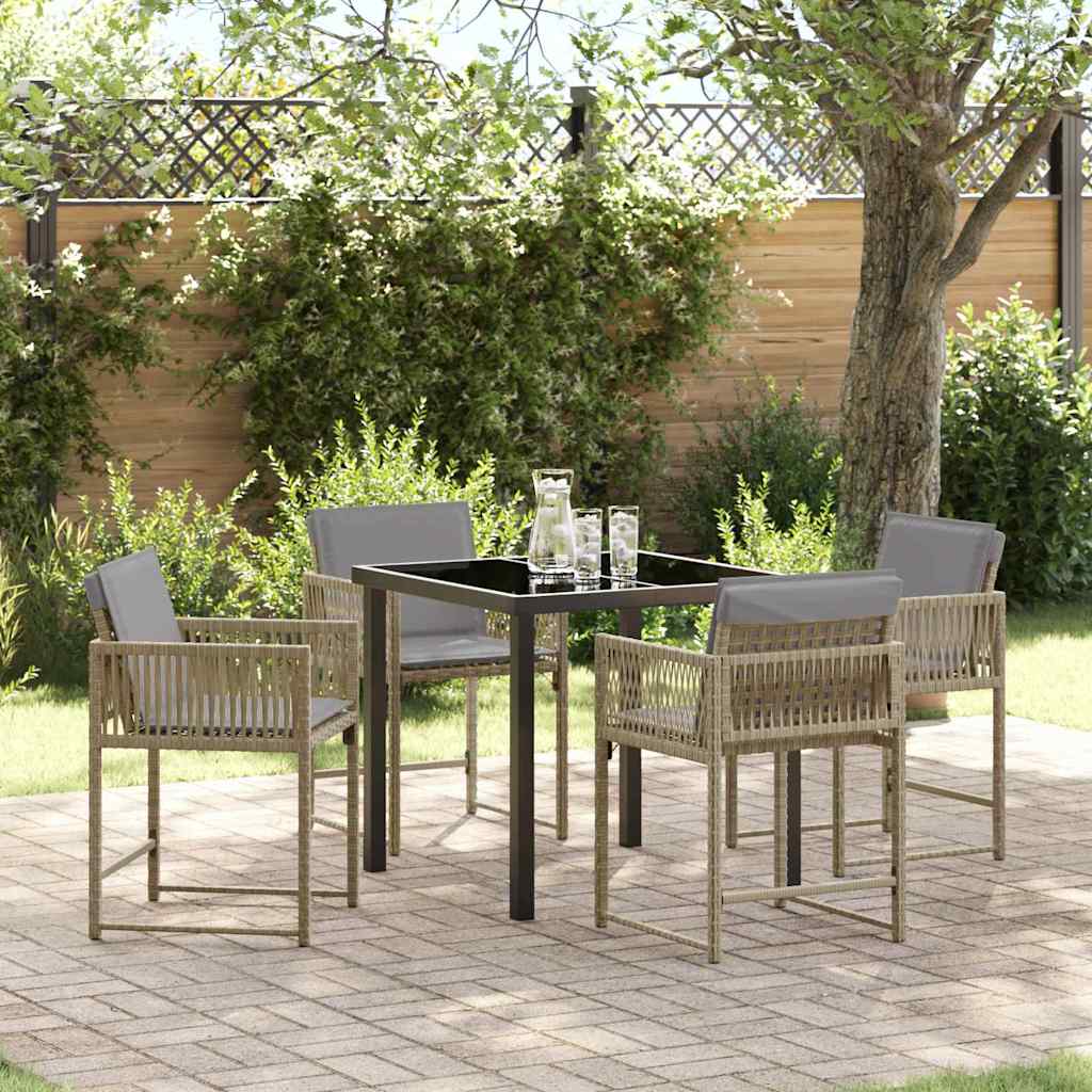 Tuin eettafelset 5 pcs Beige poly rattan is nu te koop bij PeponiXL, paradijselijk wonen!