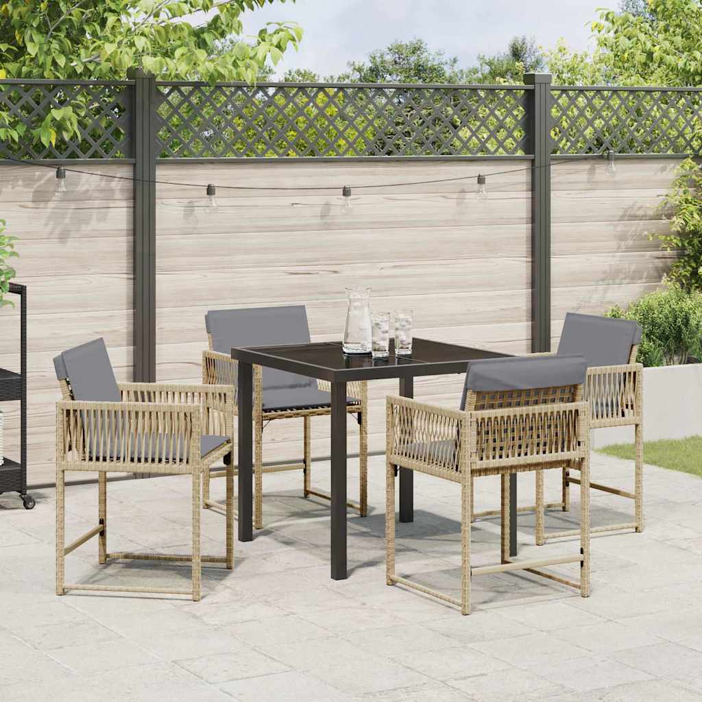 Tuin eettafelset 5 pcs Beige poly rattan is nu te koop bij PeponiXL, paradijselijk wonen!