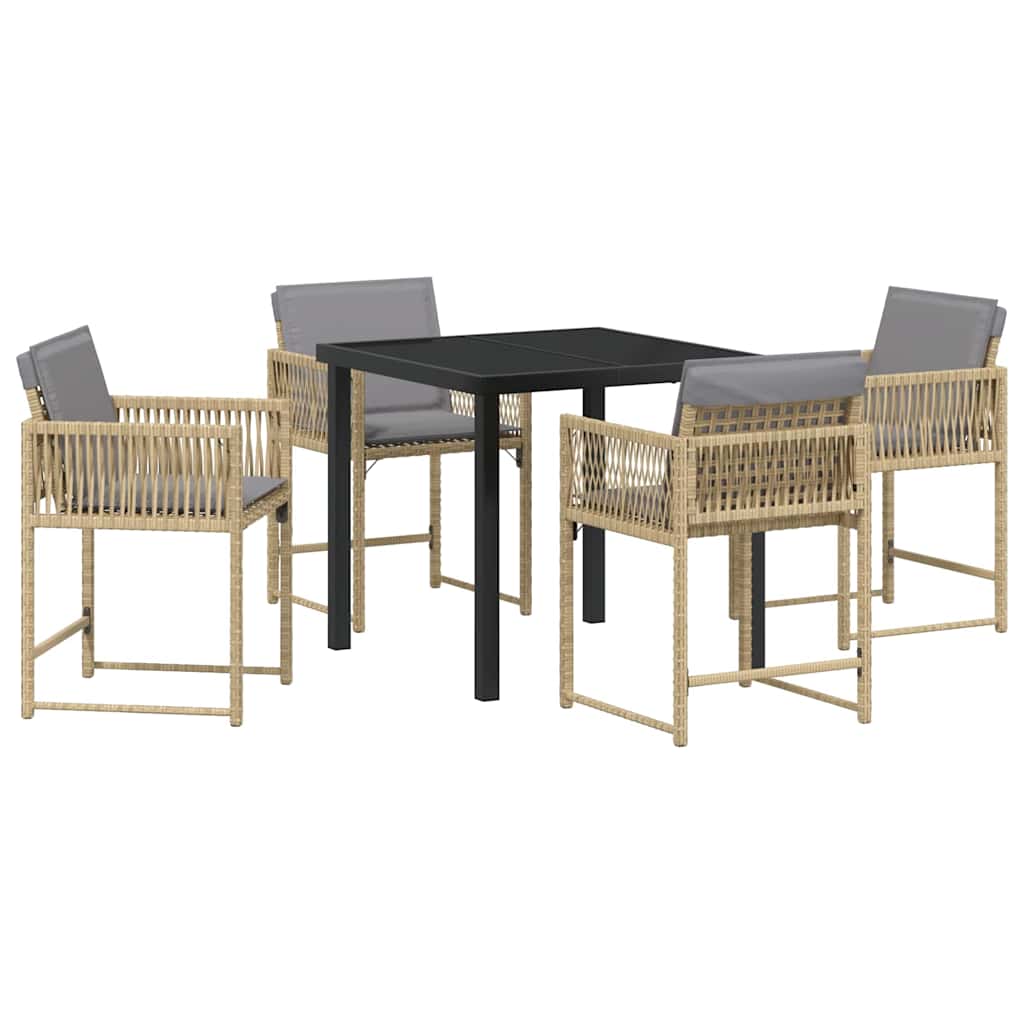 Tuin eettafelset 5 pcs Beige poly rattan is nu te koop bij PeponiXL, paradijselijk wonen!