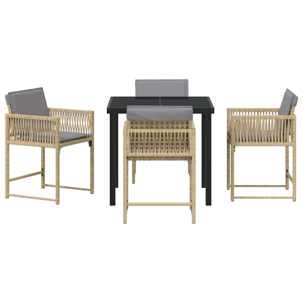 Tuin eettafelset 5 pcs Beige poly rattan is nu te koop bij PeponiXL, paradijselijk wonen!