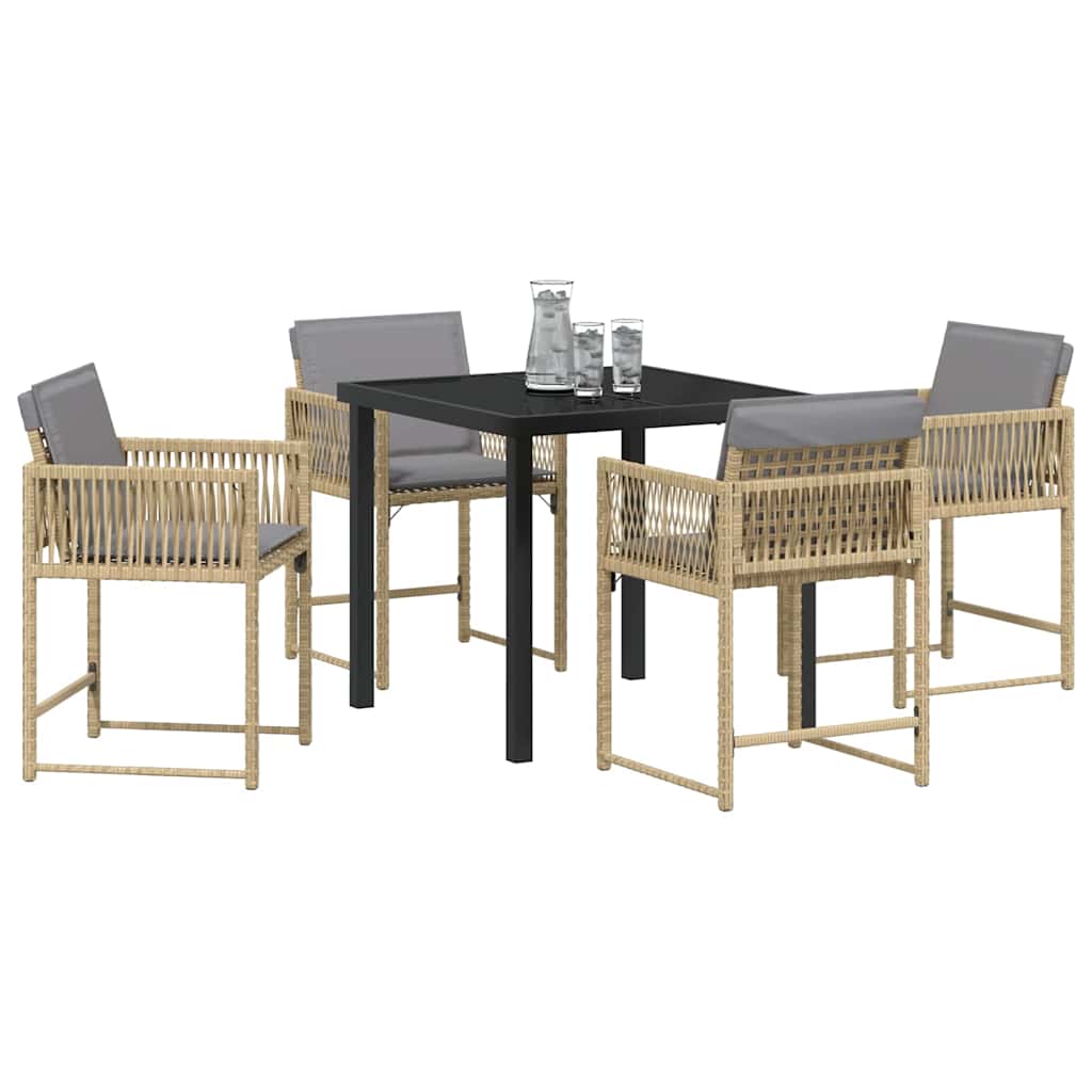 Tuin eettafelset 5 pcs Beige poly rattan is nu te koop bij PeponiXL, paradijselijk wonen!
