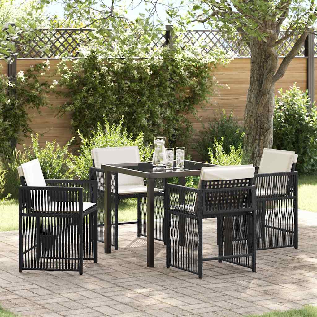 Tuin eettafelset 5 pcs Zwart poly rattan is nu te koop bij PeponiXL, paradijselijk wonen!