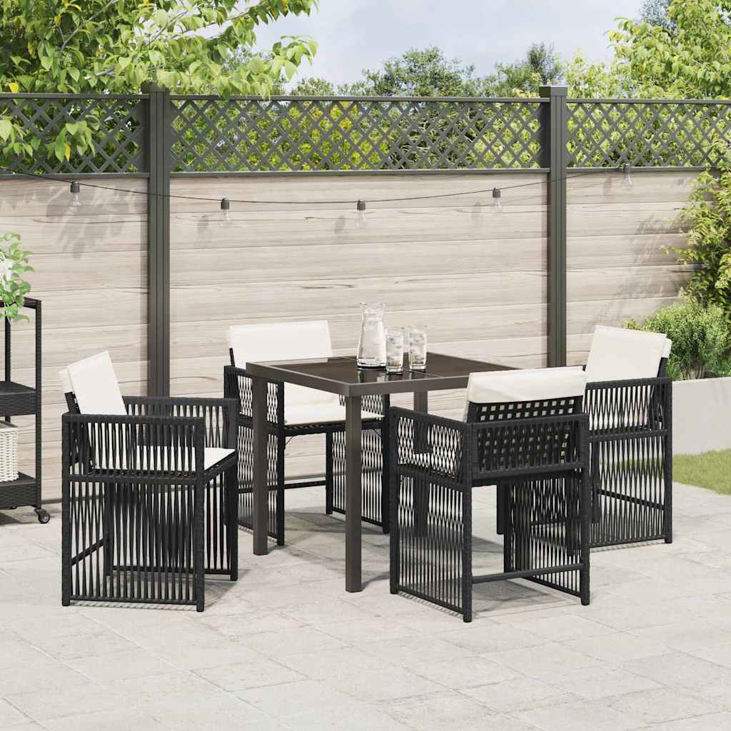 Tuin eettafelset 5 pcs Zwart poly rattan is nu te koop bij PeponiXL, paradijselijk wonen!