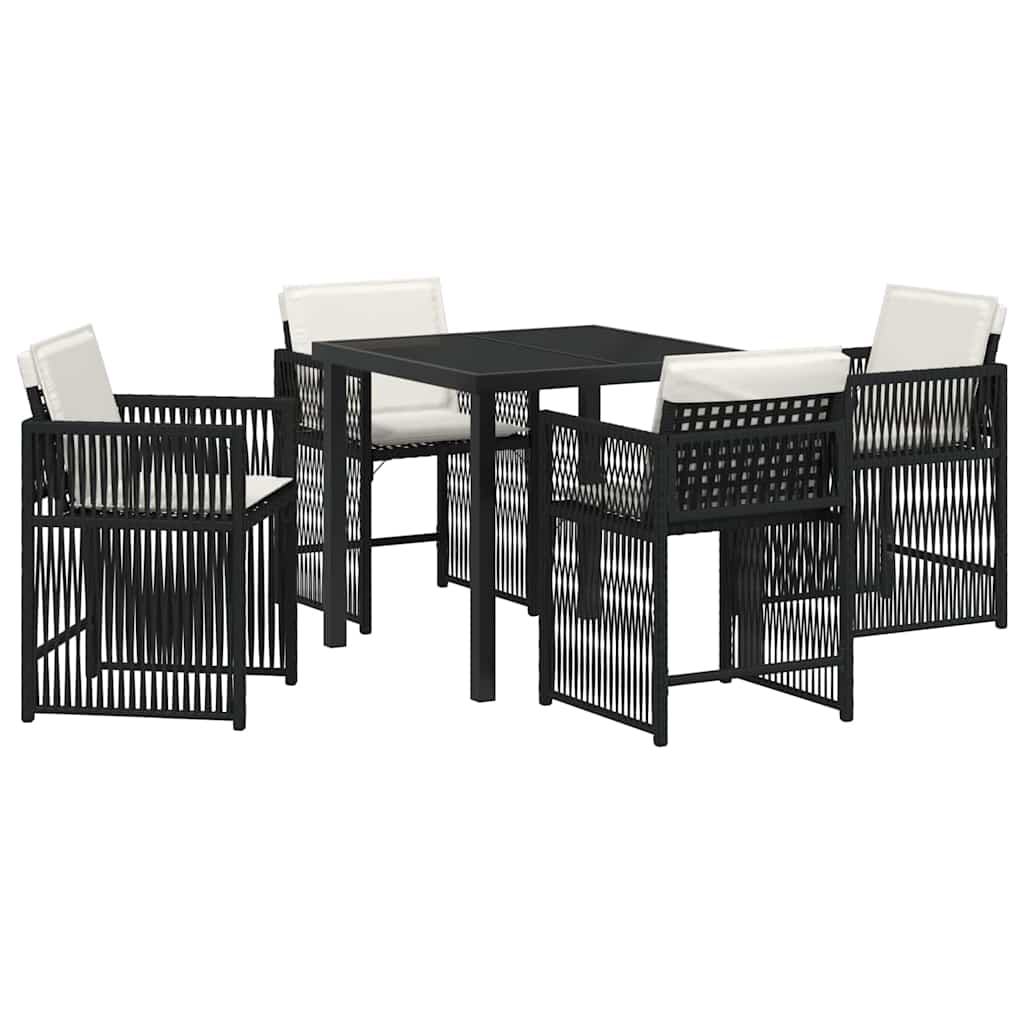 Tuin eettafelset 5 pcs Zwart poly rattan is nu te koop bij PeponiXL, paradijselijk wonen!