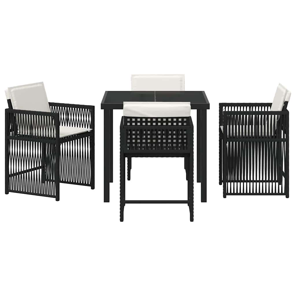 Tuin eettafelset 5 pcs Zwart poly rattan is nu te koop bij PeponiXL, paradijselijk wonen!