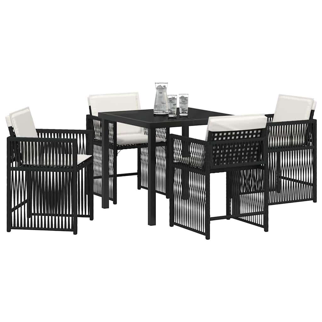 Tuin eettafelset 5 pcs Zwart poly rattan is nu te koop bij PeponiXL, paradijselijk wonen!