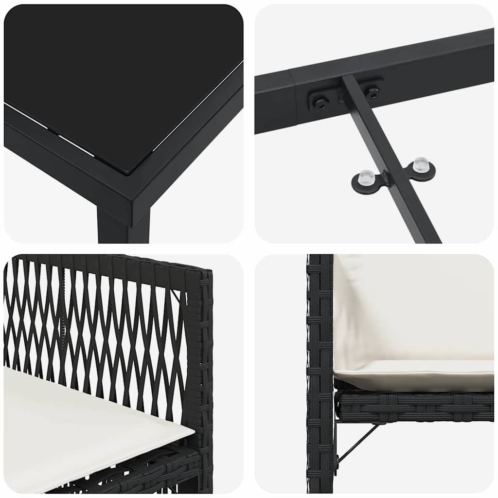 Tuin eettafelset 9 pcs Zwart poly rattan is nu te koop bij PeponiXL, paradijselijk wonen!