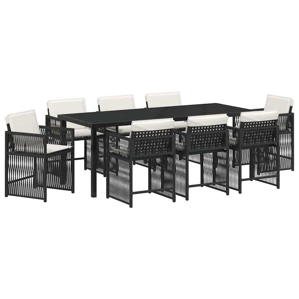Tuin eettafelset 9 pcs Zwart poly rattan is nu te koop bij PeponiXL, paradijselijk wonen!