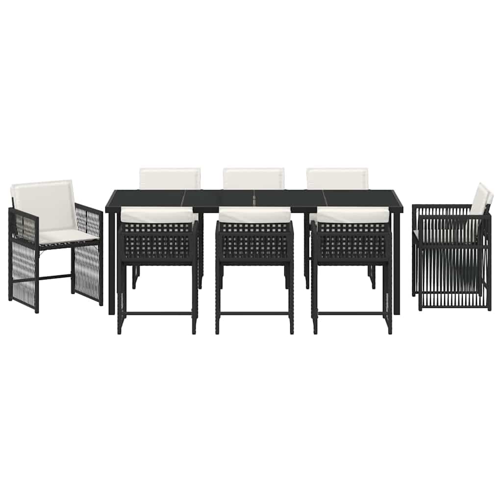 Tuin eettafelset 9 pcs Zwart poly rattan is nu te koop bij PeponiXL, paradijselijk wonen!