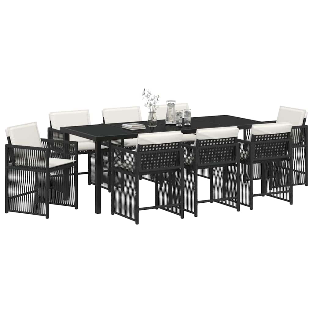 Tuin eettafelset 9 pcs Zwart poly rattan is nu te koop bij PeponiXL, paradijselijk wonen!
